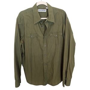 Express Mens Western Shirt Pearl Snap Size XL Cowboy Country Rodeo Rockability